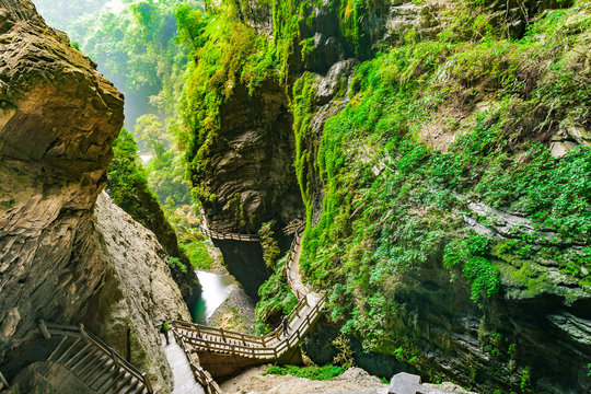 Longshuixia Fissure Gorge in Wulong country, Chongqing, China