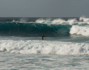 Paddle-boarding at the Oahu's North Shore