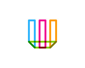 Letter W Colorful Overlay Line Vector Logo Design Element
