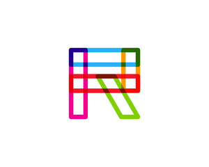 Letter R Colorful Overlay Line Vector Logo Design Element