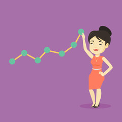Business woman looking at chart going up.