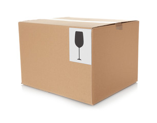 Cardboard box on white background