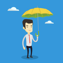 Business man insurance agent with umbrella.