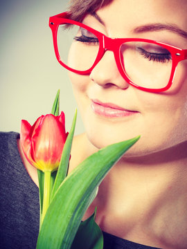 Passionate lady in glasses.