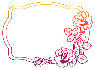 Gradient frame with roses. Raster clip art.