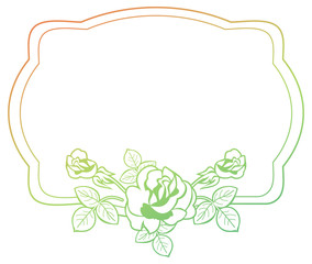 Gradient frame with roses. Raster clip art.