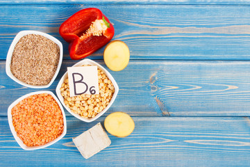 Products and ingredients containing vitamin B6 and dietary fiber, healthy nutrition