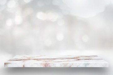 Empty top white marble shelves or marble table on gray gradient background / for product display...