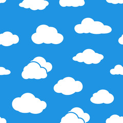 Fototapeta premium Clouds seamless pattern. Vector background white and blue.