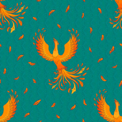 Seamless Pattern With Phoenix