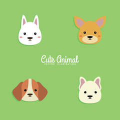 Fototapeta premium Dog Cartoon faces