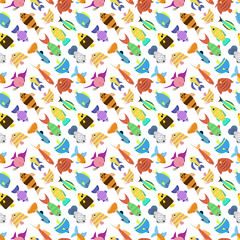Fototapeta na wymiar Cute fish vector illustration seamless pattern