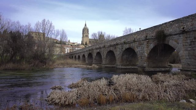 Old bridge over the River Tormes in Salamanca 