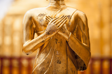 Close up Golden Buddha Statue