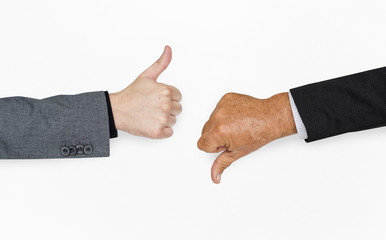 Human Hands Thumbs Up Thumbs Down Sign Concept