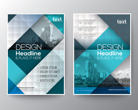 Blue and teal Brochure annual report cover Flyer Poster design Layout template