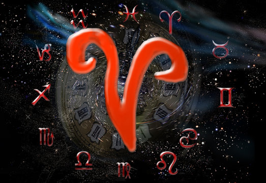 Zodiac sign of aries , twelve zodiac signs
