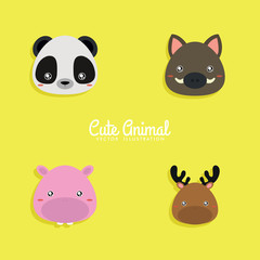 Cartoon animals face