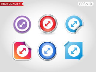 Diagonal arrows icon. Button with arrows icon. Modern UI vector.