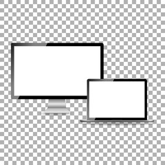 Monitor notebook on isolate background, vector illustration