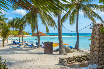 Flamingo beach at Aruba island
