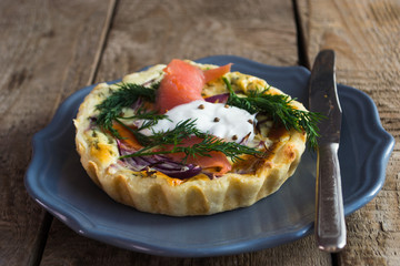 Potato tart with salmon