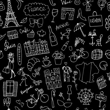 France sketch, seamless pattern for your design