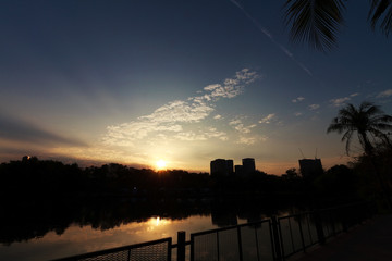 The sunrise beautiful and sky with cloud