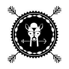 emblem deer hipster hunter city icon, vector illustration