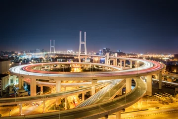 Foto auf Acrylglas Nanpu-Brücke Shanghai-Nanpu-Brücke bei Nacht