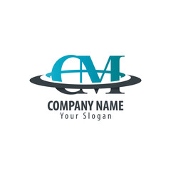 Initial Letter CM With Overlapping Swoosh Circle