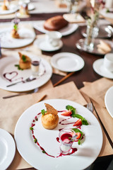 Many delicious desserts at restaurant