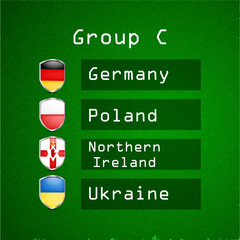 Illustration of different countries flag participating in soccer tournament