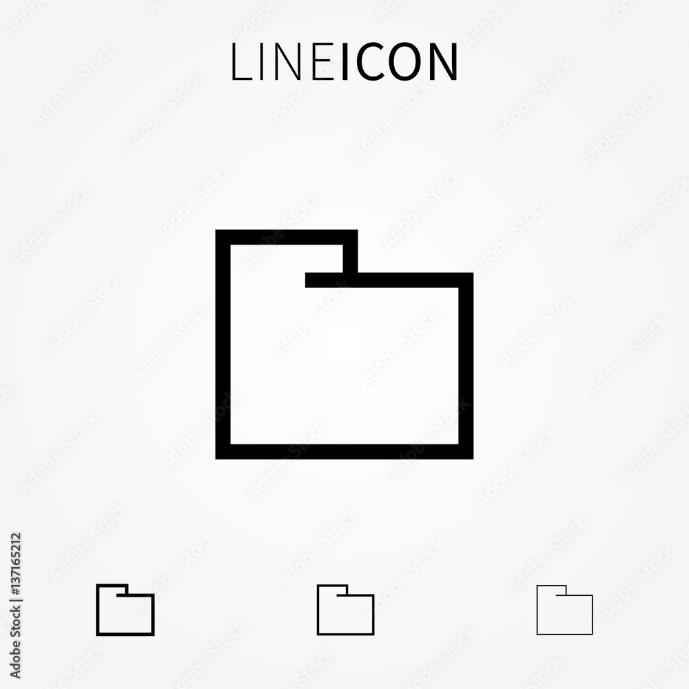 Poster folder vector icon. empty folder line art pictogram. outline file directory creative concept. thin f