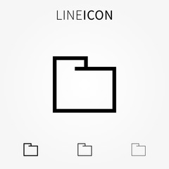 Folder vector icon. Empty folder line art pictogram. Outline file directory creative concept. Thin flat archive interface sign graphic design. Office document storage symbol.
