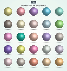 set of pastel color ball glossy spheres Vector illustration