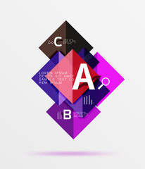 Glossy squares with text, abstract geometric design concept