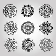 Mandala kaleidoscope design element hand drawn
