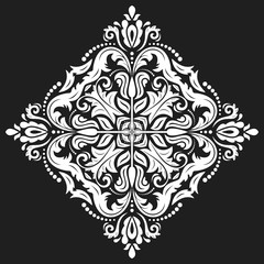 Elegant ornament in the style of barogue. Abstract traditional pattern with oriental elements. Black and white pattern