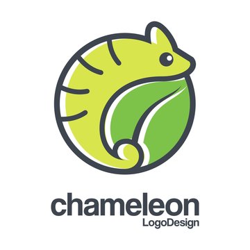 Chameleon Logo, Abstract Logo of Chameleon, Circle Logo Outline of Chameleon