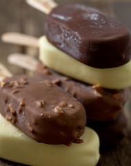 ice cream on wooden surface