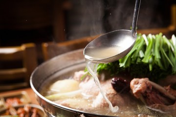 hanbang ori baeksuk. Boiled Duck with Rice and Medicinal Herbs