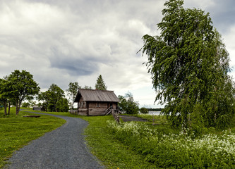 Landscape with a house on the island Museum complex of Kizhi