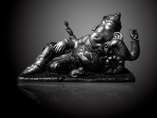 Black and white of Ganesh Elephant god statue. Lord of Success