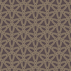 Seamless ornament in arabian style. Pattern for wallpapers and backgrounds. Brown and golden pattern