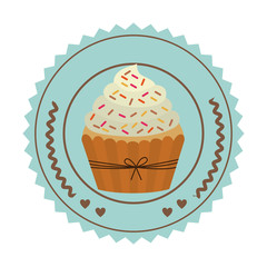 emblem muffin cupcakes icon design, vector illustration