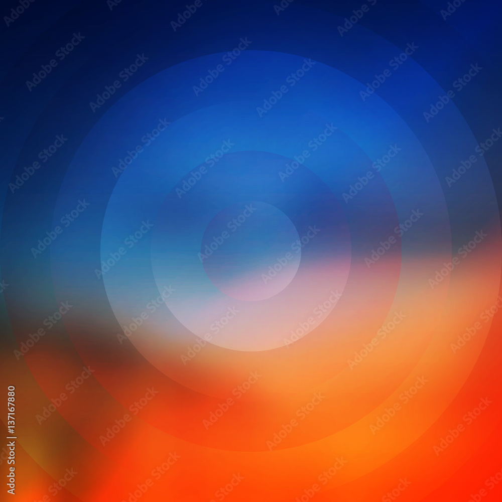Poster abstract colorful concentric circles pattern on blurred background, vector design
