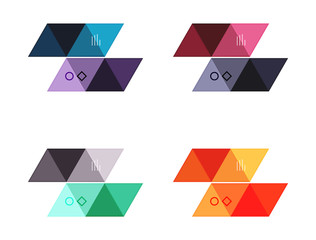 Vector set of blank geometric infographic web boxes