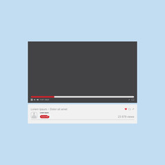Interface video player for web. Flat vector illustration EPS10.