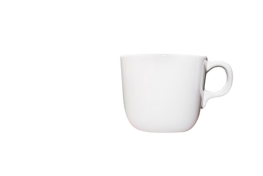 White cup isolated on white background. Clipping path